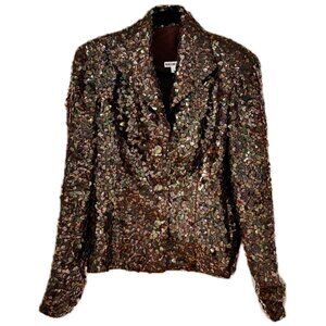 Naeem Khan Couture Brown Sequin Jacket Top Vintage Evening Wear Womens 6